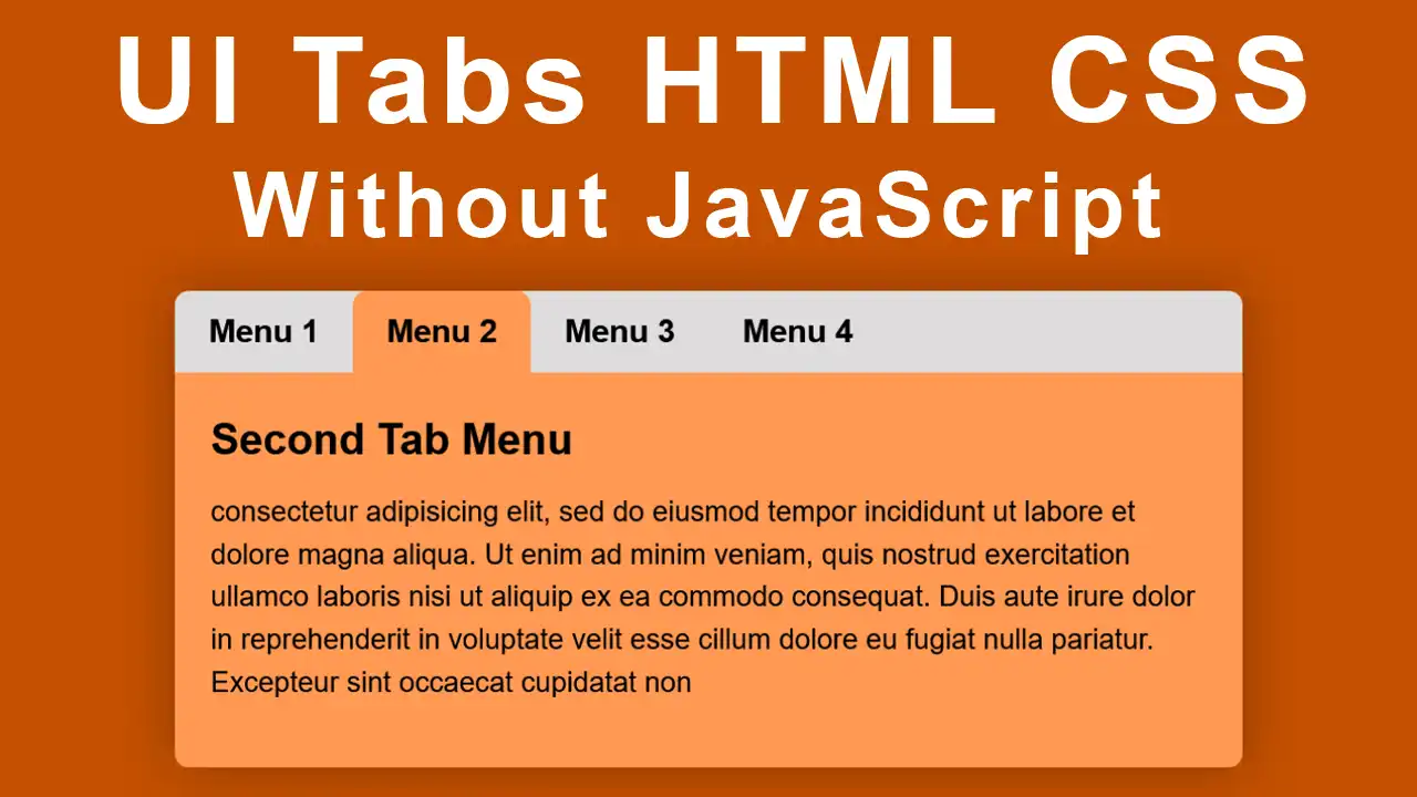 Create UI tabs menu using only HTML and pure CSS tabs menu