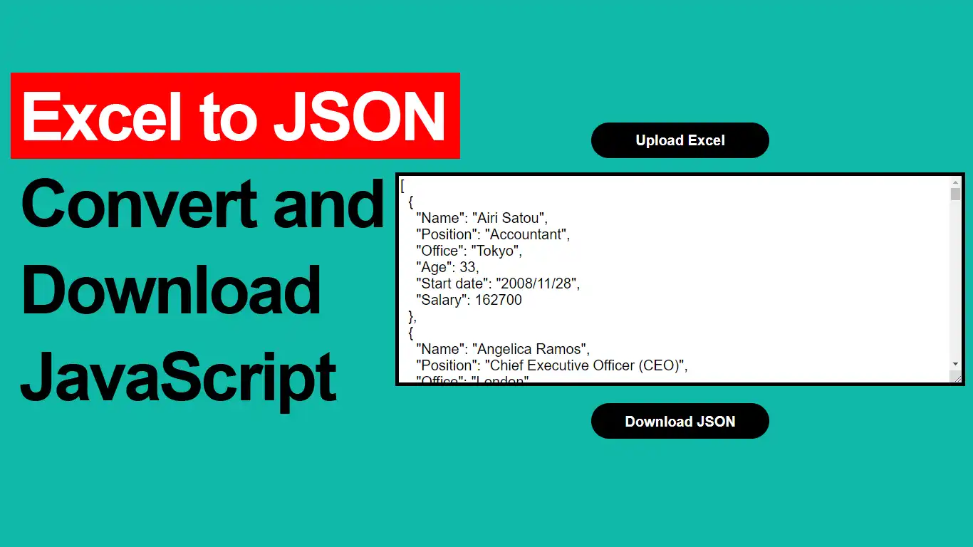 How to convert Excel to JSON using JavaScript