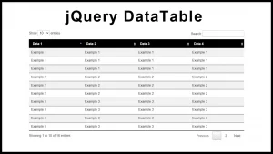 jQuery DataTable with searchable sortable and pagination