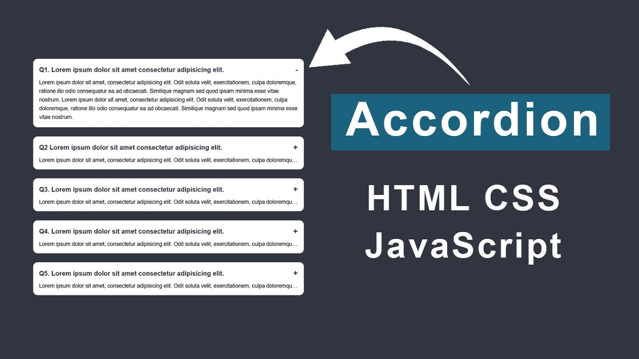 Create Accordion using HTML CSS and JavaScript | FAQ Accordion